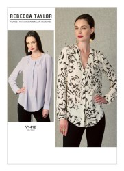 1412 VOGUE REBECCA TAYLOR PULLOVER LONG SLEEVE SHAPED TOP PATTERN 16-24 NEW